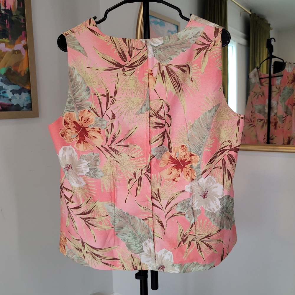 Dress Barn Floral Full Back Zip Top Size 14W - Picture 3 of 9